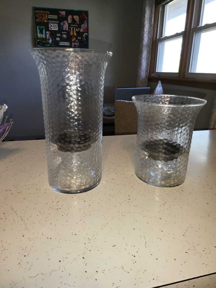 Set Of Tall Glass Candle Holders