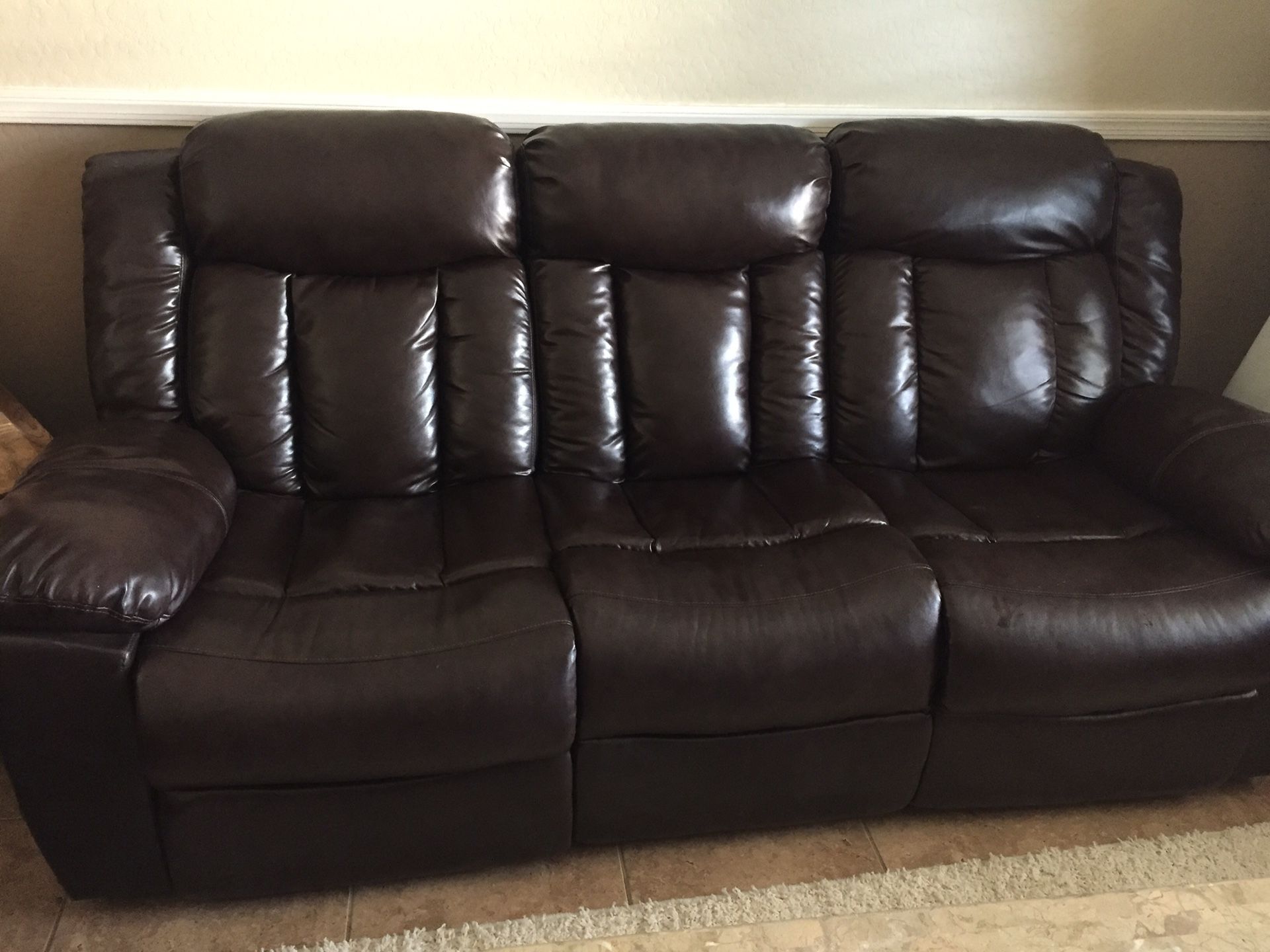 Beautiful brown faux leather sofa set