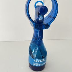 O2COOL Deluxe Handheld Battery Powered Water Misting Fan Blue New 3.7 by 10.6 inch