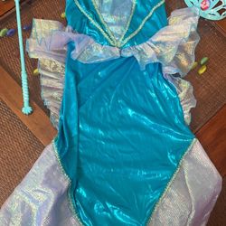 ariel mermaid costume small 5/6 wand& crown