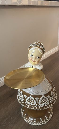 LARGE Floor size Ceramic Figural Trinket Tray Stand