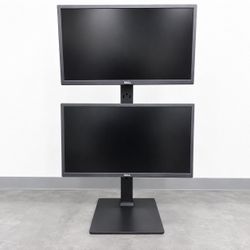 Dual Dell Monitors on Vertical Stand E2222H + E2420H