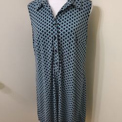 Collared Sleeveless Knee Length Shift Dress Size Large