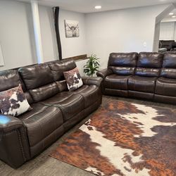 2 Matching Leather Sofas