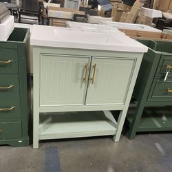 Assembled New Solid Wood Frame 30" Bathroom Vanity w/ Sink Bathroom Cabinet Shelf