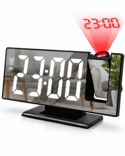 Digital Projection Alarm Clock with Mirror Display