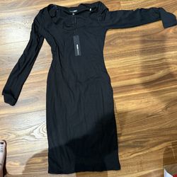 Fashion Nova NWT Black Long Sleeve Body Con Dress Size Small