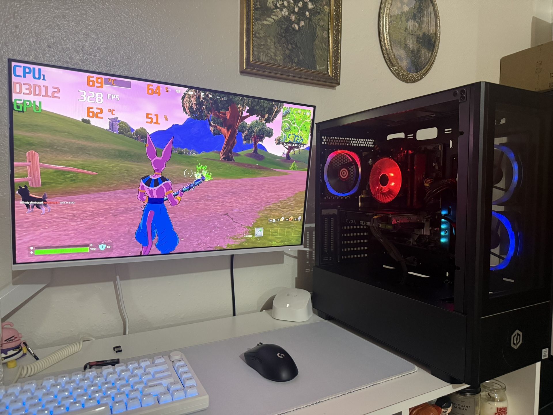 Black Gaming Pc Computer Desktop RTX 3060 / i7-10700F