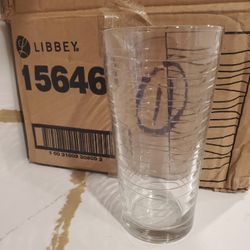 NEW NIB Libbey Glassware 15646 Casual Cooler Waves Duratuff Glass, 20 oz Lot of 11 Kitchen Bar Clear