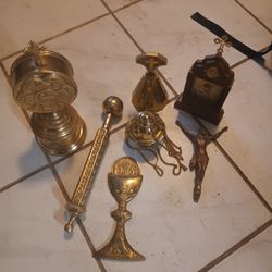 Vintage Brass Church Items 