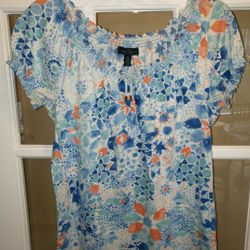 Ralph Lauren -Blue and Orange Mosaic Top Size: M