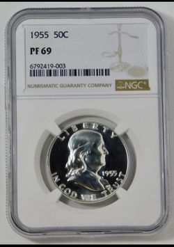 1955 Silver Franklin Half Dollar BIG GRADE! NGC Gem Proof 69