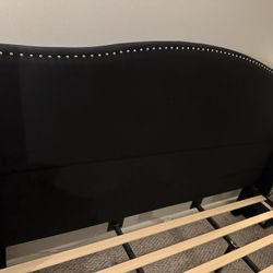 King Bed Frame upholstered black suade 