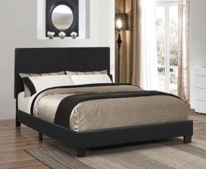 NEW QUEEN SIZE BLACK LEATHER STYLE PLATFORM BED FRAME W/MATTRESS