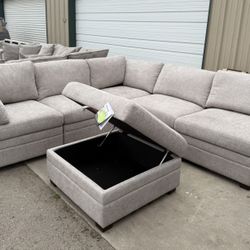 6 PIECE MODULAR SECTIONAL WITH STORAGE OTTOMAN 