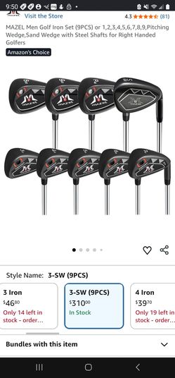 MAZEL Men Golf Iron Set (9PCS) or 1,2,3,4,5,6,7,8,9,