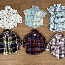Lot Of 6 Baby Boy Clothes 6 Months Casual Ralph Lauren Carter’s Plaid Shirts