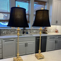Brand New Set of Gold and Black Buffet Lamps 