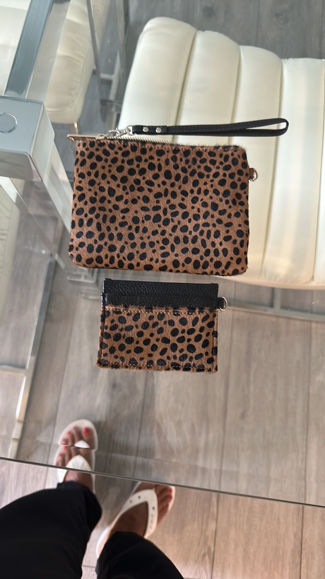 Leopard Wristlet and Card Holder Set