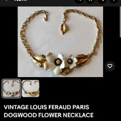 VINTAGE LOUIS FERAUD PARIS DOGWOOD FLOWER NECKLACE