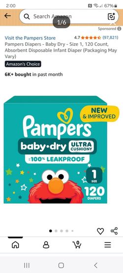 Pampers baby dry SIZE 1 diapers 120 CT new in box pick up in pomona $25