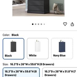 Black Tall Dresser with 8 Drawers