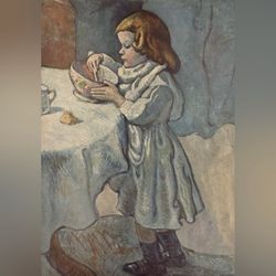 THE GOURMET, 1901 Original Vintage 50s Fine Art Print Pablo Picasso Deco Nouveau Artist Antique Collectible Ephemera