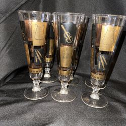 Vintage Music by Muzak Pilsner Beer Glasses set of (6)