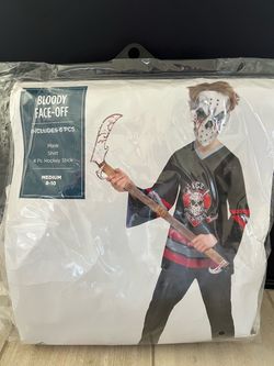 New Bloody Face-Off Hockey Halloween Costume M8-10