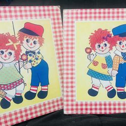 Set Of Two Pre-owned Vintage Raggedy Ann  & Andy Cork Board Deco 