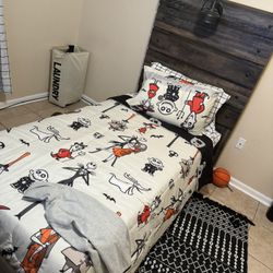 Twin Bed With The Dresser Brown