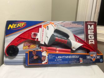 NERF Mega Lightning Bow Elite Mega Darts Red 2015 Brand New In Box Vintage