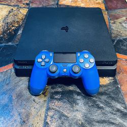 PS4 SLIM With Blue Controller 