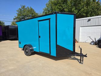 2027 New 6x12 SA Screwless Enclosed Trailer | Blackout | Spoiler Package | .08 Exterior | 1270 (aqua)