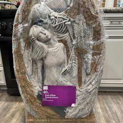 HUGE 3 Foot 4 Inch Tall Halloween Tombstone For Graveyard - Heavy Duty Thick Plastic With Fake Moss - NEW IN PLASTIC WRAP