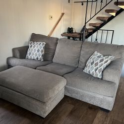 Cozy Gray Couch / Sofa + Ottoman