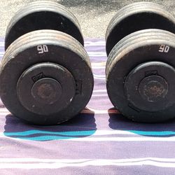 PAIR OF 90 LB. PRO STYLE (PLATED) DUMBBELLS 