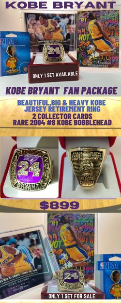 Kobe Bryant Los Angeles Lakers HOF MVP NBA Card,Bobblehead and Kobe Retirement NBA Laker Ring Combo