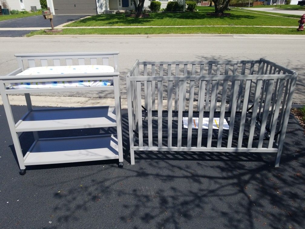 Gray Crib & Changing Table
