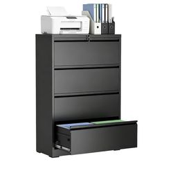 4 Drawer File Cabinet,Metal Lateral Filing Cabinet with Lock,Home Office Storage Organizer Cabinet for Legal/Letter/A4/F4 Size Files,35.5" W,Black