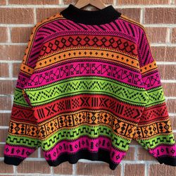 Vintage Liberty Knits Acrylic Multicolor Knit Sweater