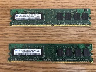 Desktop Memory 2x 512MB 1Rx8 PC2-5300U-555-12-ZZ