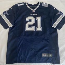Mens NIKE Dallas Cowboys NFL Football Ezekiel Elliott 21 Blue Stitched Jersey Sz 52 L/Large
