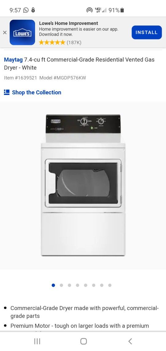 Maytag commercial gas dryer