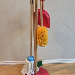 Melissa & Doug Dust! Sweep! Mop! 6-Pc Wood Pretend Play Preschool Cleaning Set