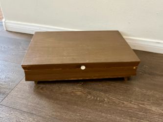 Wooden Low Profile Storage Box - Brown