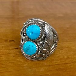 Vintage Sterling Silver & Turquoise Ring size 12.5