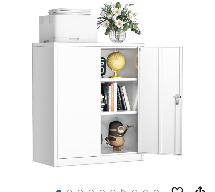 Metal Storage Cabinet with Doors and Shelves,Lockable Storage Cabinet for Office,36”White Metal Utility Cabinets Garage Cabinets for Home Office, Gara