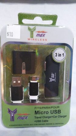 3 in 1 home adapter Car adapter for Android usb charging/lightning/data cable