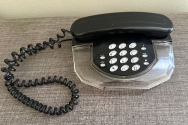 Vintage Tisonic model PT-61  Clear/Black Desk Telephone *Untested/Read*